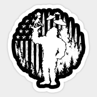 Bigfoot Alien Usa Flag Sticker